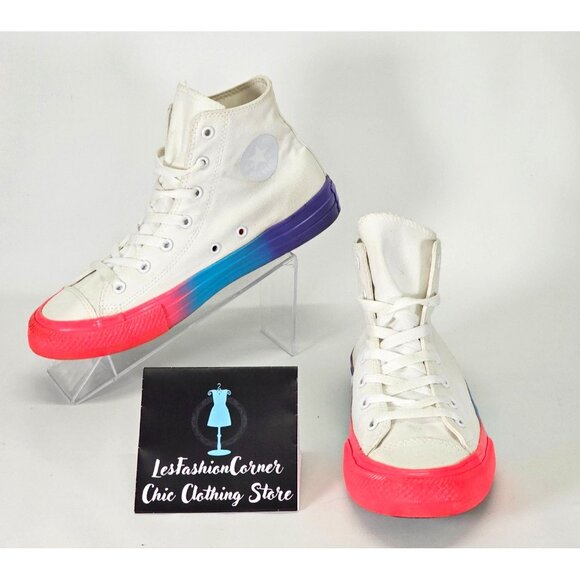 Converse White Cotton Chuck Taylor All Star Rainbow Sneakers Size 6 2043 - Picture 6 of 16
